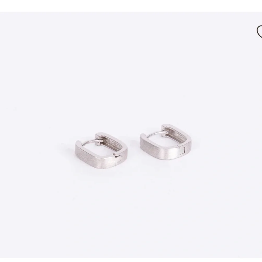 Square Matte Silver Huggie Hoop Earrings - Minimal Modern